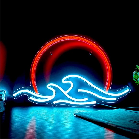 Urban Outfitters Other - Neon Ocean Wave Sunset Blue Red Light Bedroom Outdoor Indoor Japanese RetroDecor